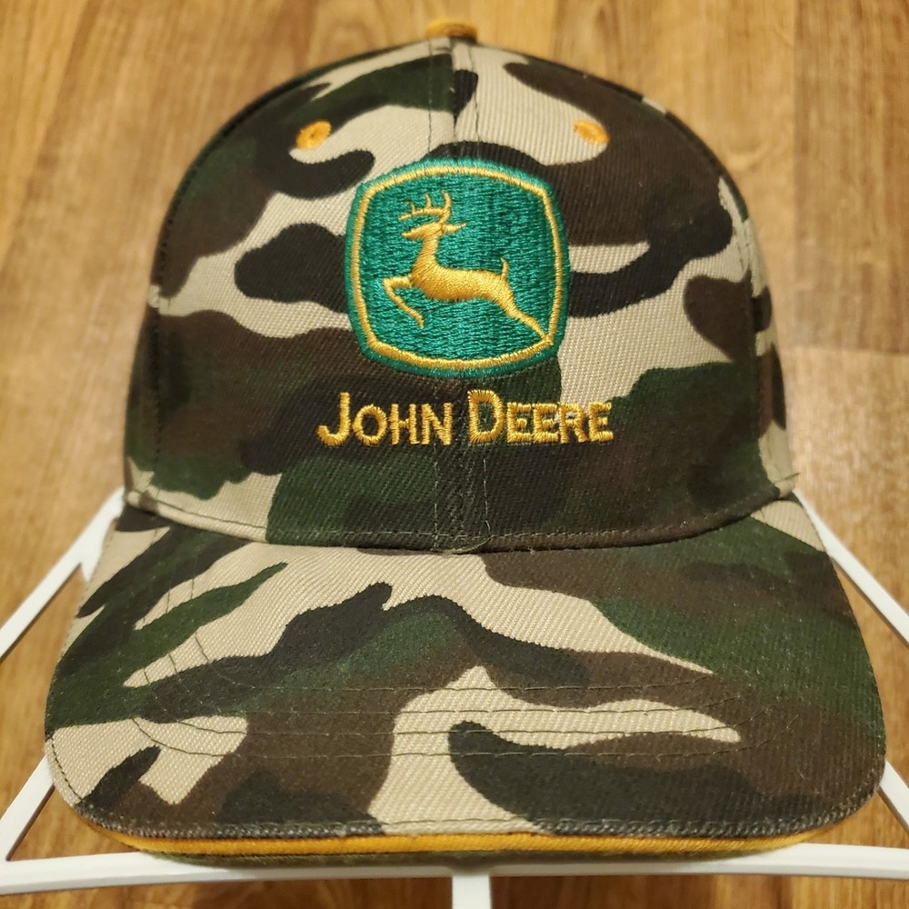 John Deere Hat Cap Adult‎ Strapback Green Camouflage Tractors Farm